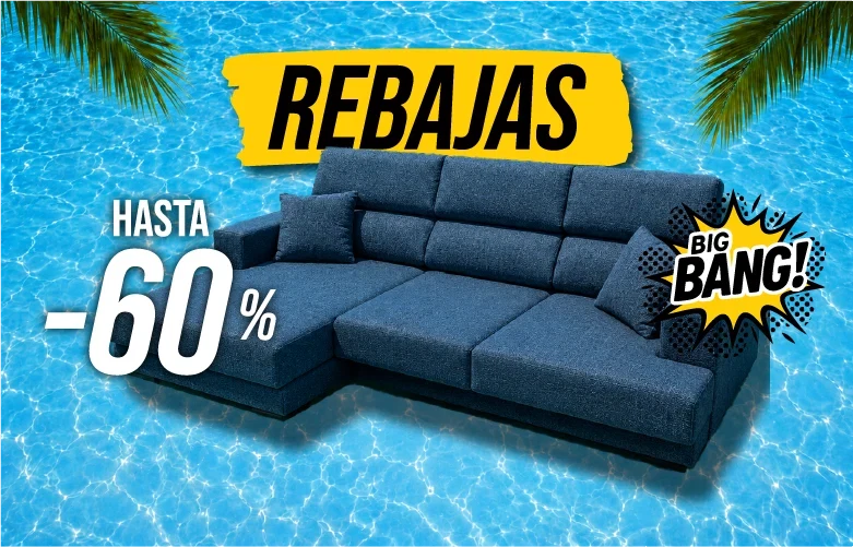 Sofá chaise longue en rebajas de verano en Big Bang Outlet